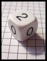 Dice : Dice - 6d - Solid White With Black Numerals 0 1 2
